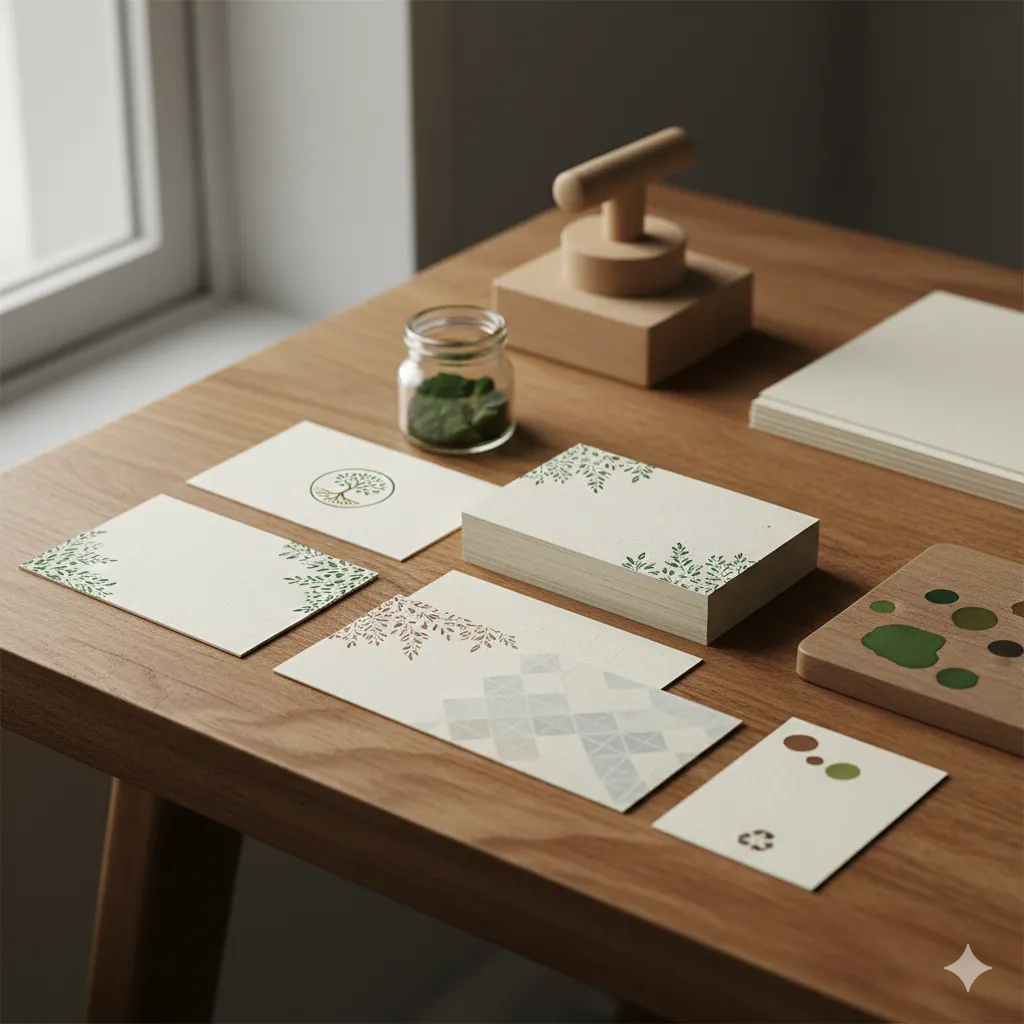 Custom designed business cards with sustainable printing methods